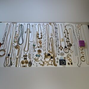75+pc Vintage Signed Jewelry LOT Gold/Silver Tone Monet Napier Trifari Givenchy